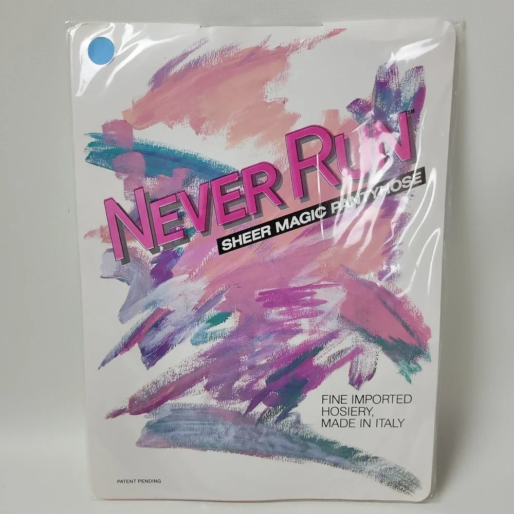 Never Run Sheer Magic Pantyhose Nude Medium Made in Italy Micro Mesh  Vintage